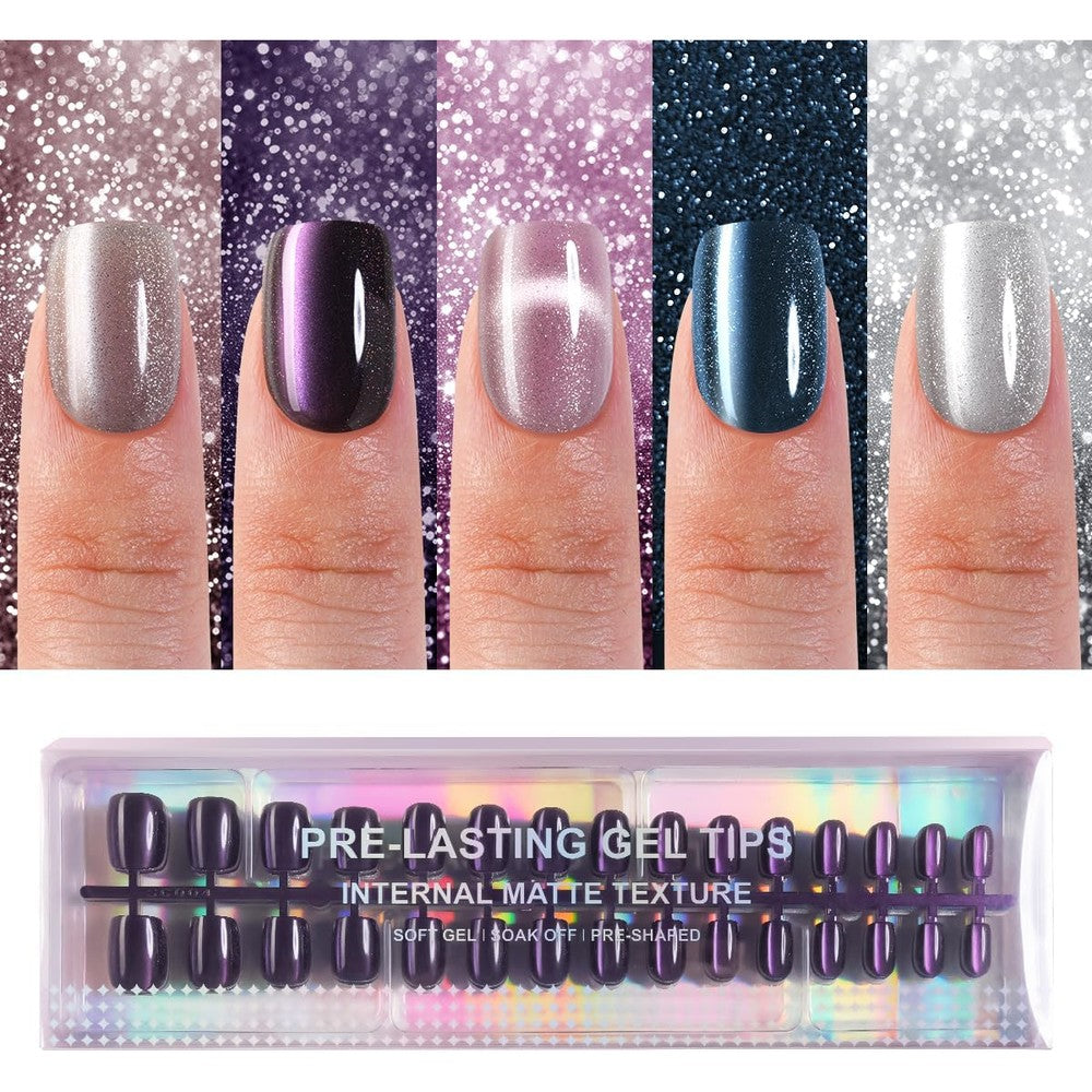 Plauva Cat Eye Short Square Press On Nails front view
