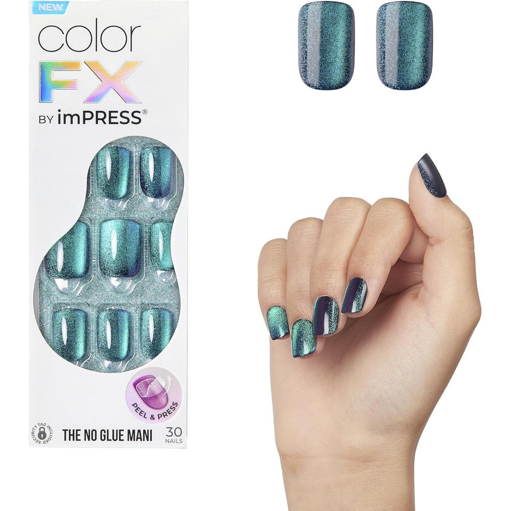 KISS imPRESS ColorFX Better Things green squoval press on nails front view