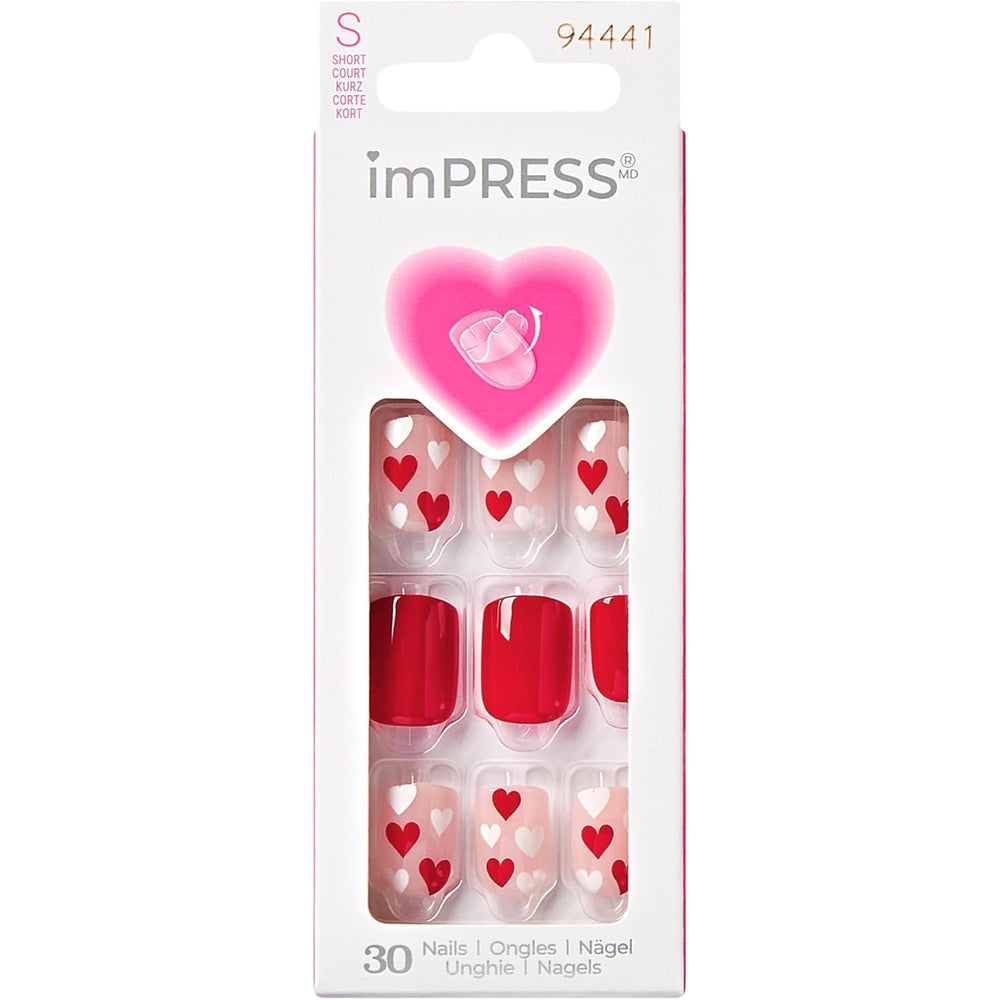 ImPress Valentine Day press on nails full heart front view