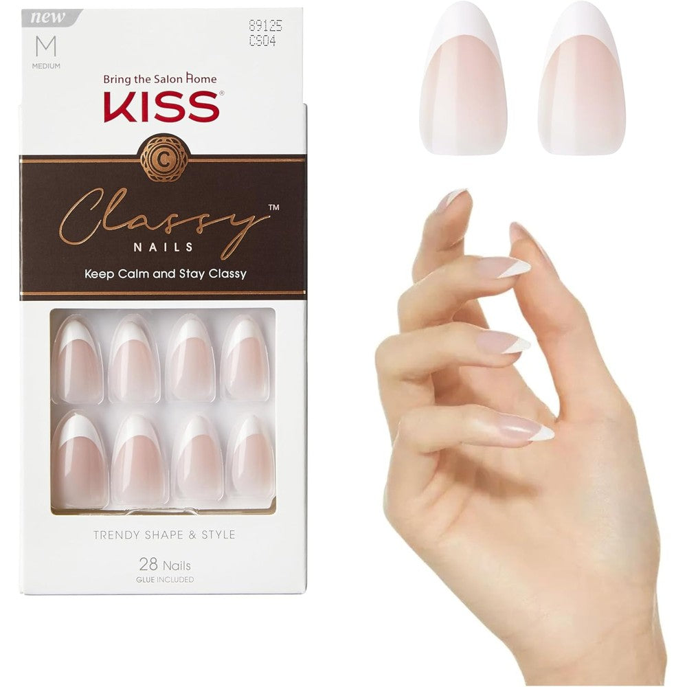 Kiss Classy Dashing medium almond press on nails front view