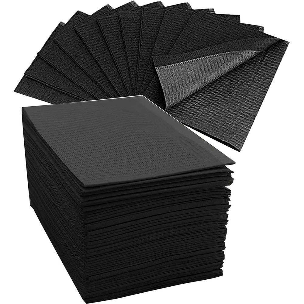 LXIANGN disposable nail art table towels mat 125 count front view showing textured black surface packaging