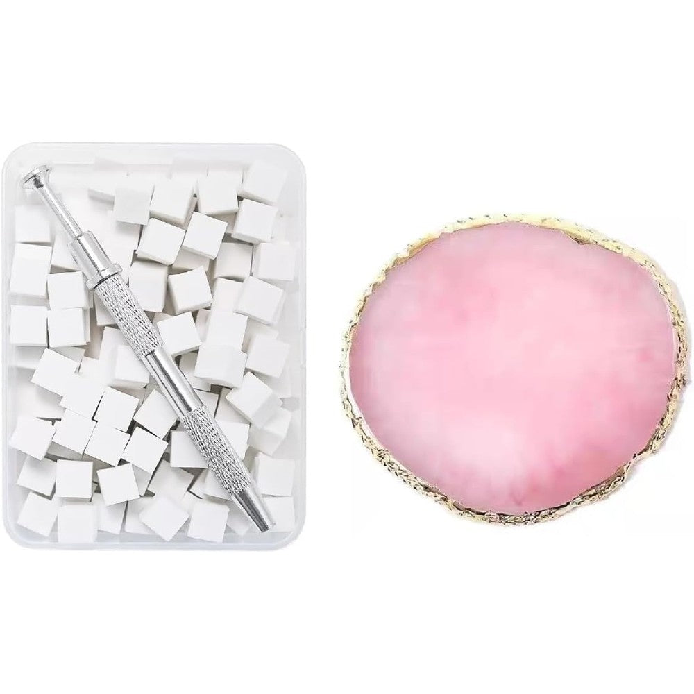 Full kit of 100 soft ombre nail art sponges with metal grabbing pen
