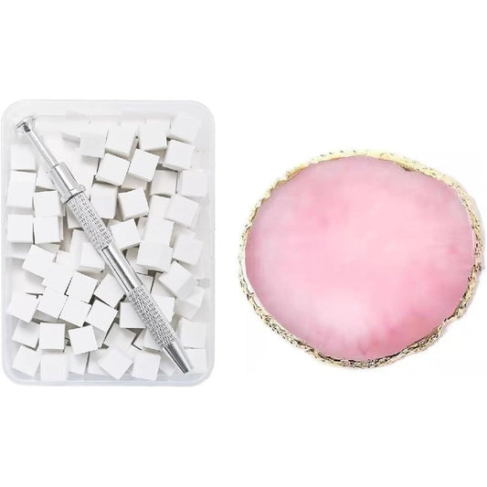 Full kit of 100 soft ombre nail art sponges with metal grabbing pen