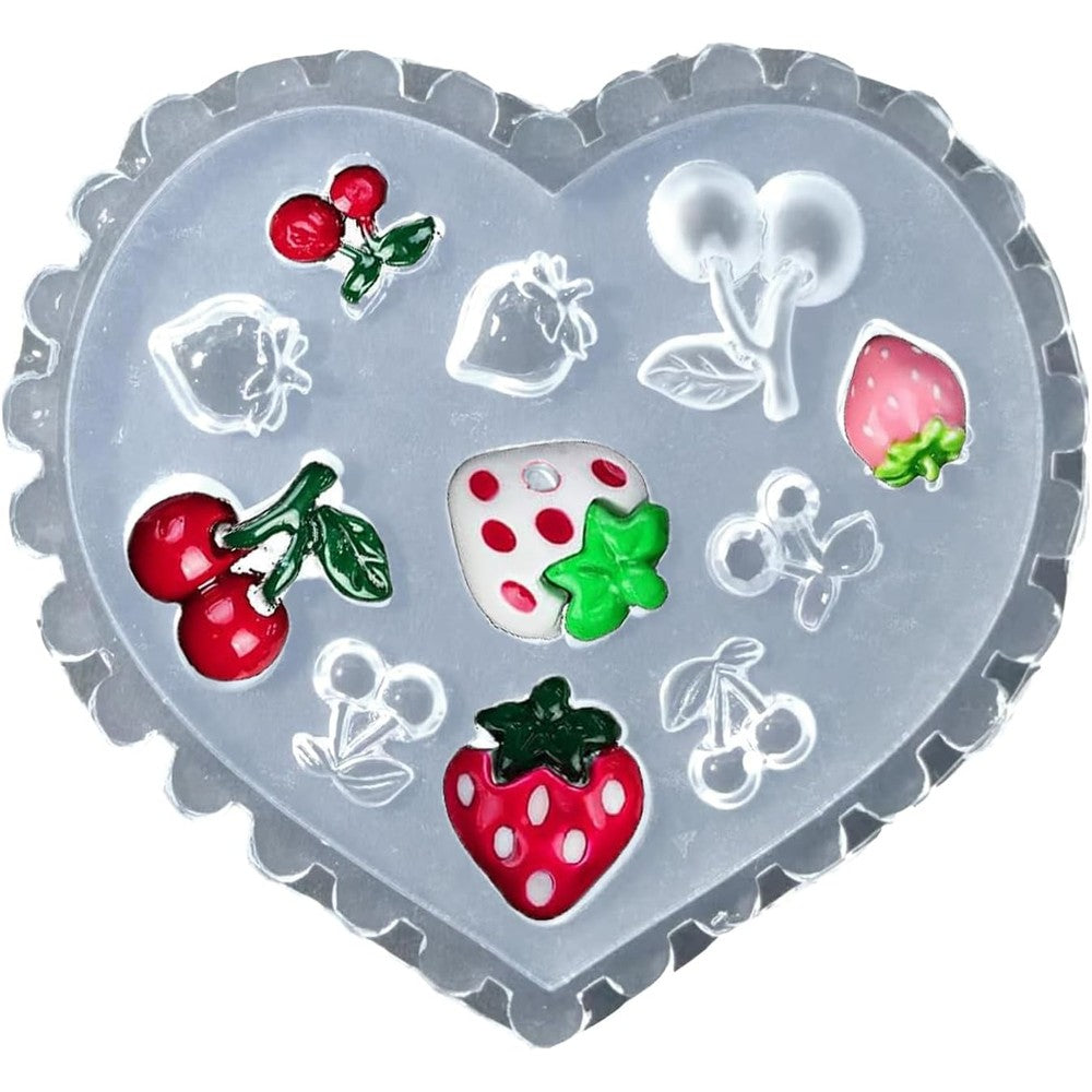 Oubeiduo Zudilyo 3D cherry and strawberry nail art silicone mold top view