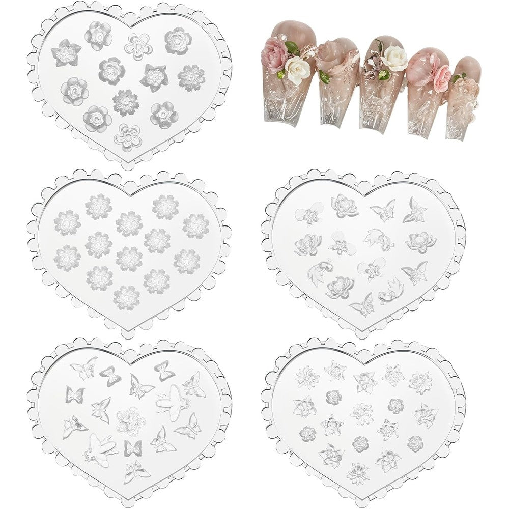 ZenYaChina 5 piece floral silicone nail art mold set front view