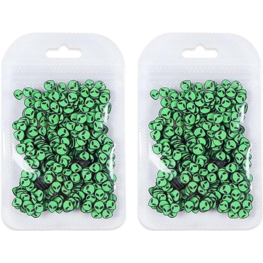 Bwesoo 3D green alien polymer clay slices front view for nail art