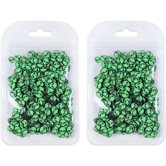 Bwesoo 3D green alien polymer clay slices front view for nail art