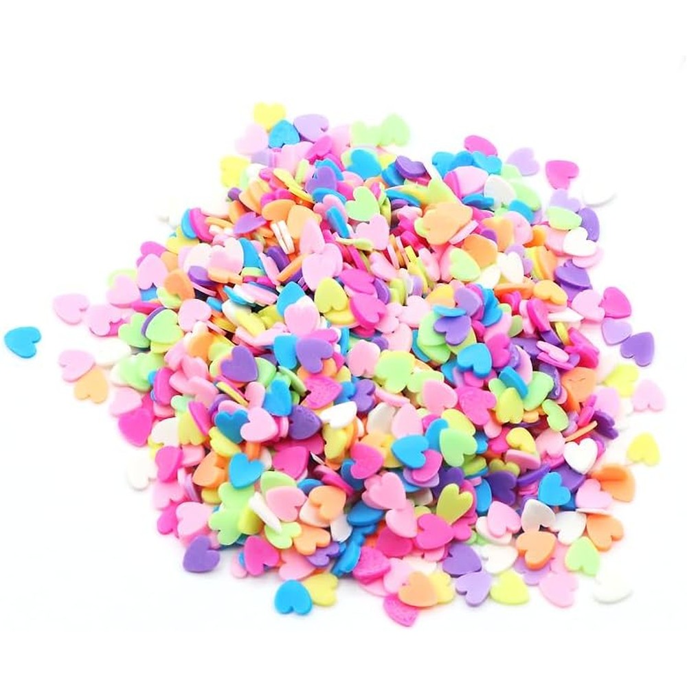 Generic polymer clay sprinkles colorful mixed heart pack front view