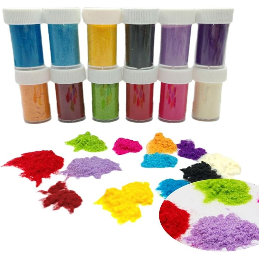 Generic 12 colors flocking velvet powder set front view