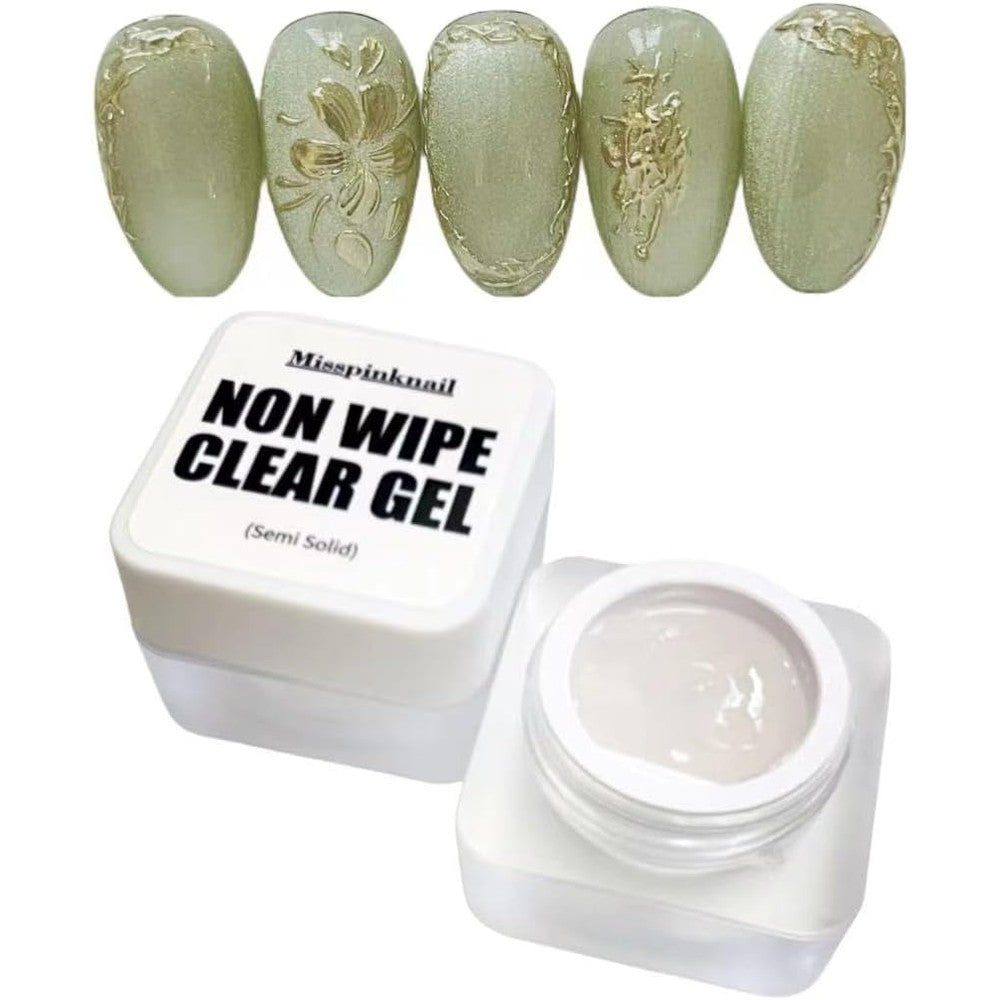 YJMyujimi non wipe clear gel jar front view for nail art