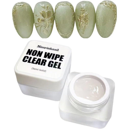 YJMyujimi non wipe clear gel jar front view for nail art