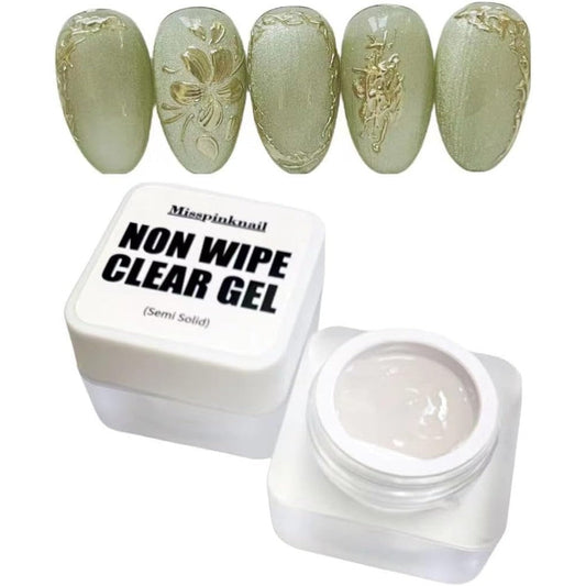YJMyujimi non wipe clear gel jar front view for nail art