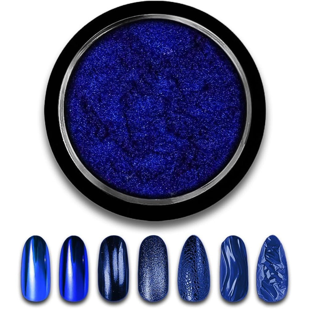 Feelhigh Royal Blue Chrome Nail Powder jar front view