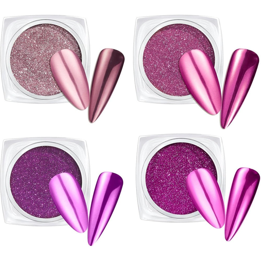 Ruby Face Beetles purple metallic chrome nail powder set front view