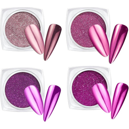 Ruby Face Beetles purple metallic chrome nail powder set front view