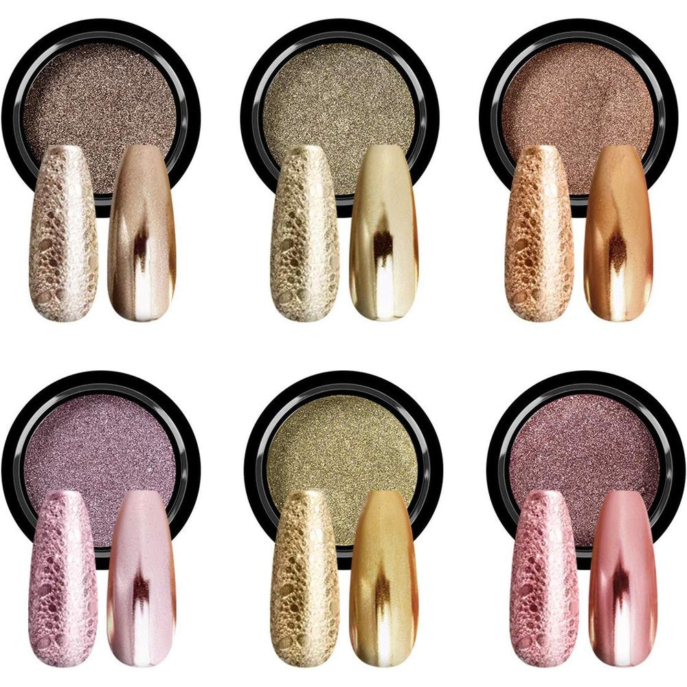 Saviland 6 color chrome nail powder set front view