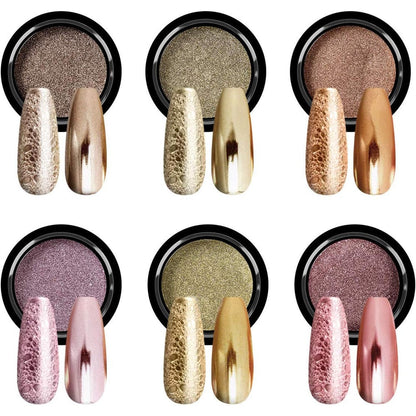 Saviland 6 color chrome nail powder set front view