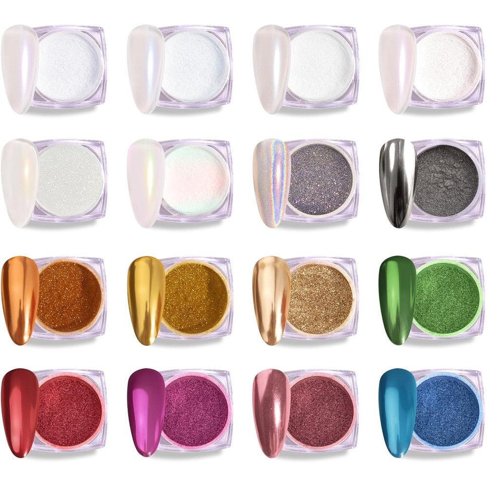 MelodySusie 16 piece chrome nail powder kit front view packaging