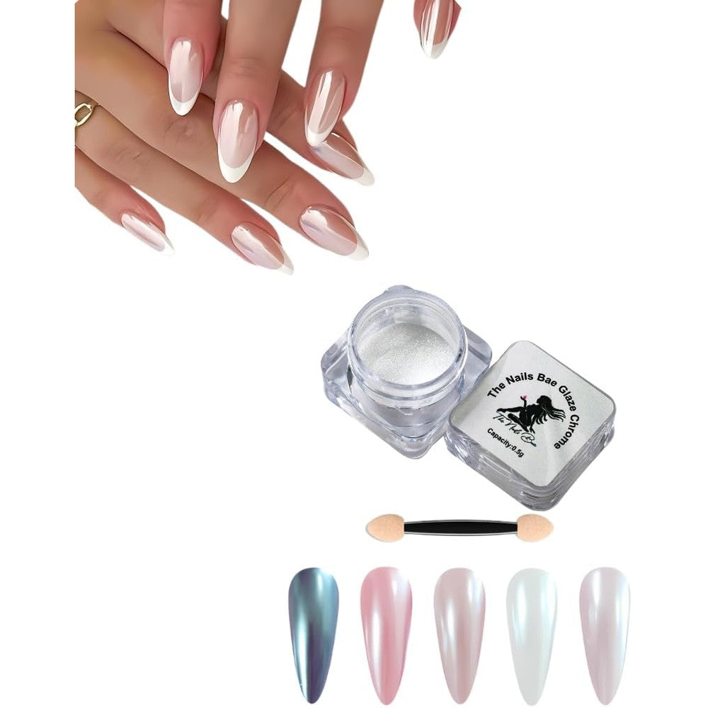 The Nails Bae Glaze Chrome Nail Powder front view packaging