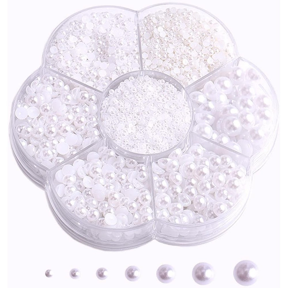 Blaaroom 5800 pieces white half pearls front view packaging