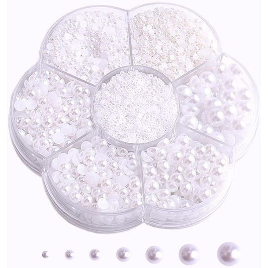 Blaaroom 5800 pieces white half pearls front view packaging