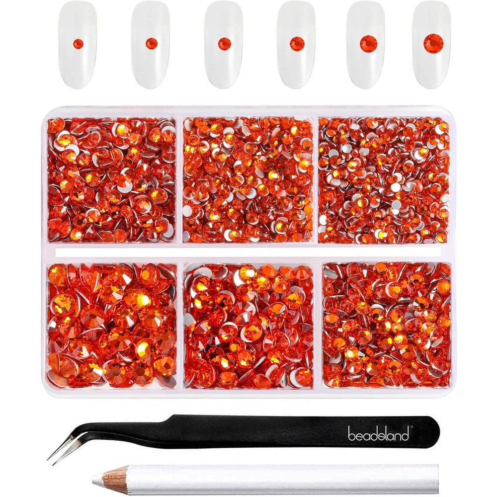Beadsland 4300pcs orange flatback rhinestone kit front view