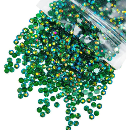 Qiipii emerald green AB resin rhinestones 3mm front view