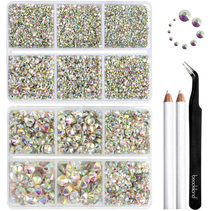 Beadsland 8300 pieces crystal AB flatback rhinestone kit with application tools