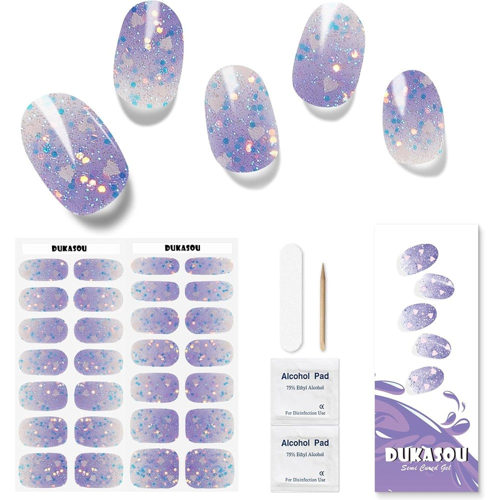 Dukasou Gradient Love semi cured gel nail strips set front view