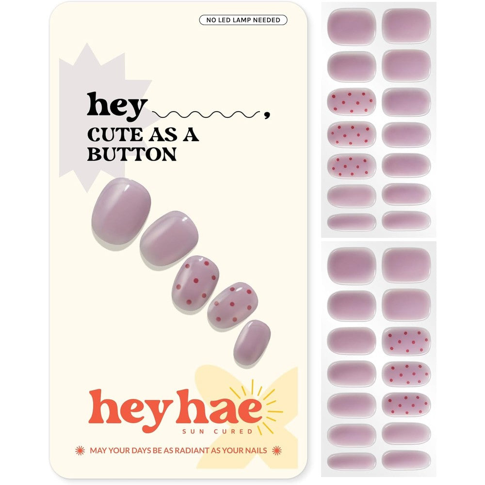 Heyhae Cute As A Button semi-cured gel nail strips packaging front view