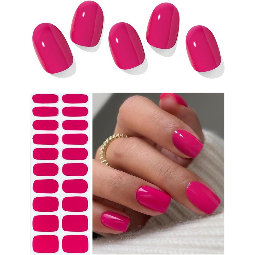AutyaMee semi cured gel nail strips berry pink front view packaging