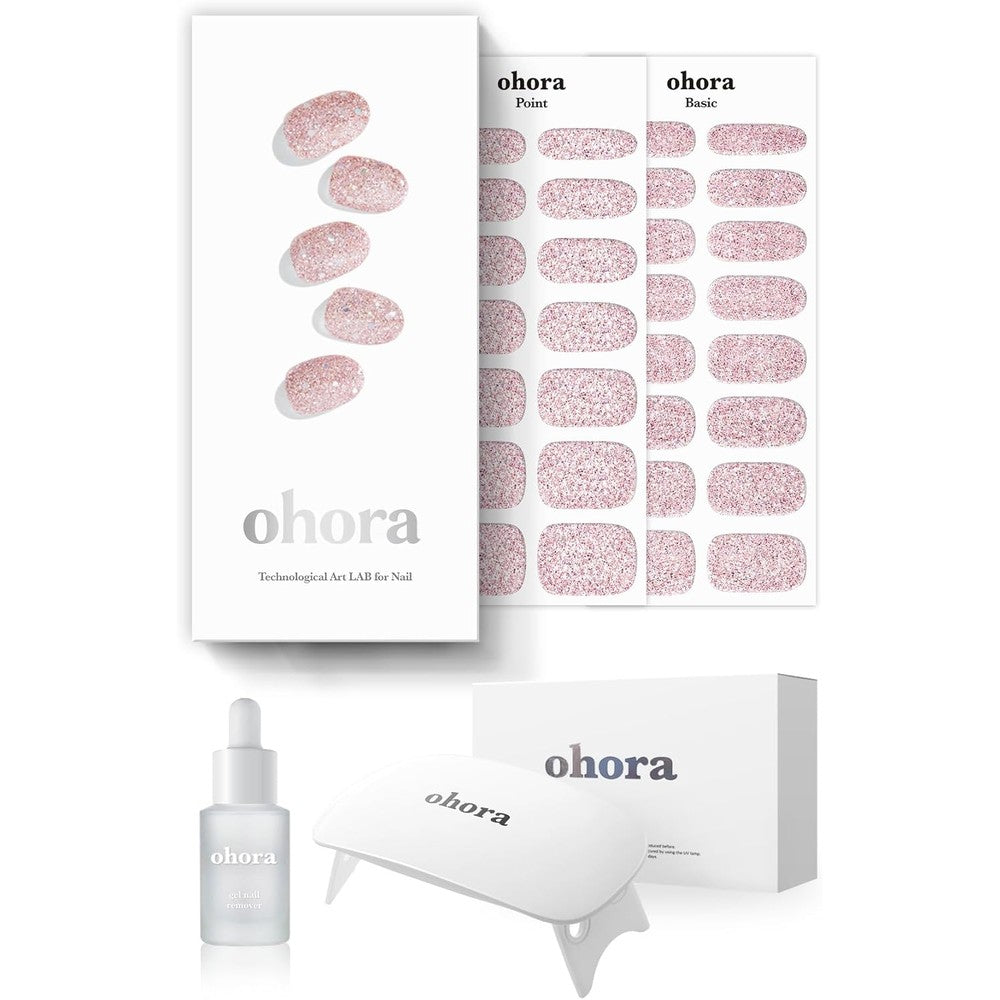 Ohora Semi-Cured Gel Nail Strips Value Set N Pixie Dust Starter Kit With Full Size UV Lamp And Mini Remover For Salon Quality Manicure - Image 1