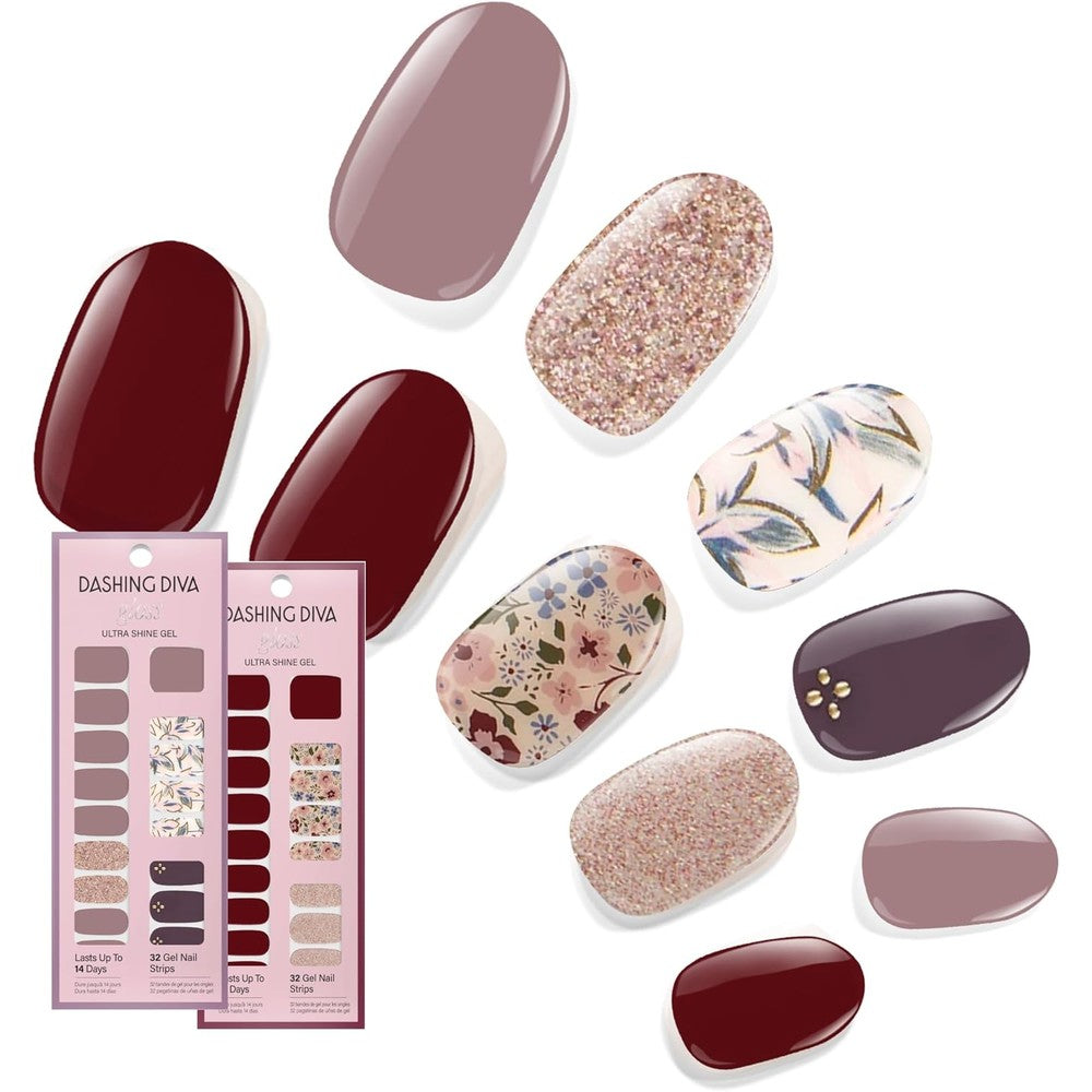 Dashing Diva Gloss Nail Strips Fall Florals bundle packaging front view