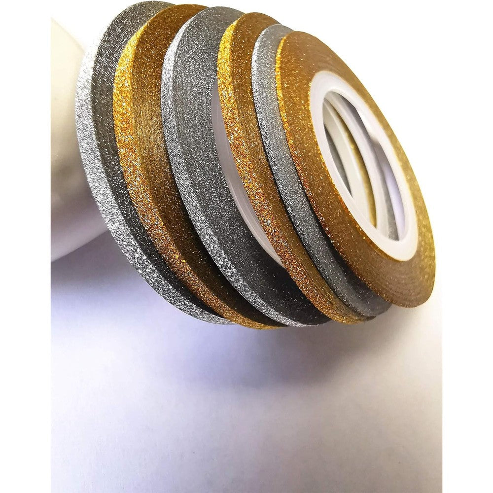 Yinikiz glitter gold and silver nail art stripping tape front view
