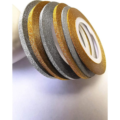 Yinikiz glitter gold and silver nail art stripping tape front view