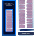 Kira Beaolata purple glitter gel nail polish strips front view showcasing salon quality nail art wraps.