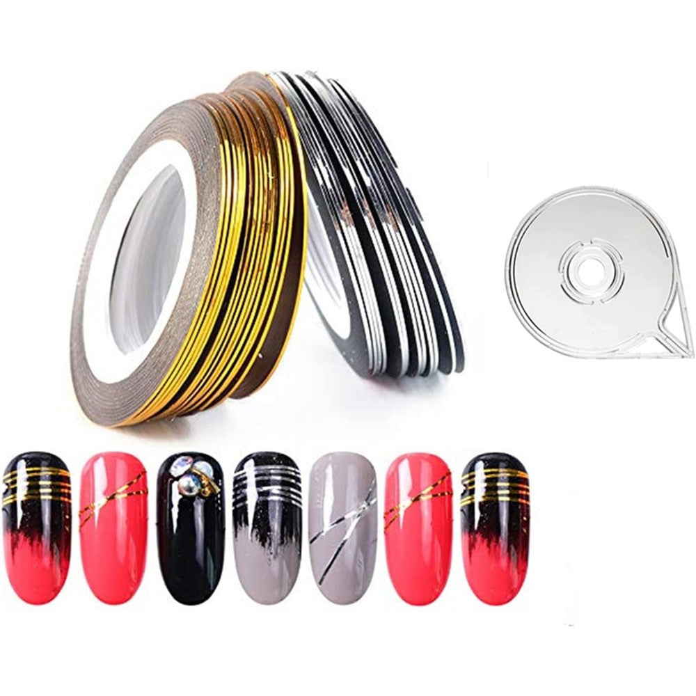 Jiahao gold and silver nail art striping tape set front view