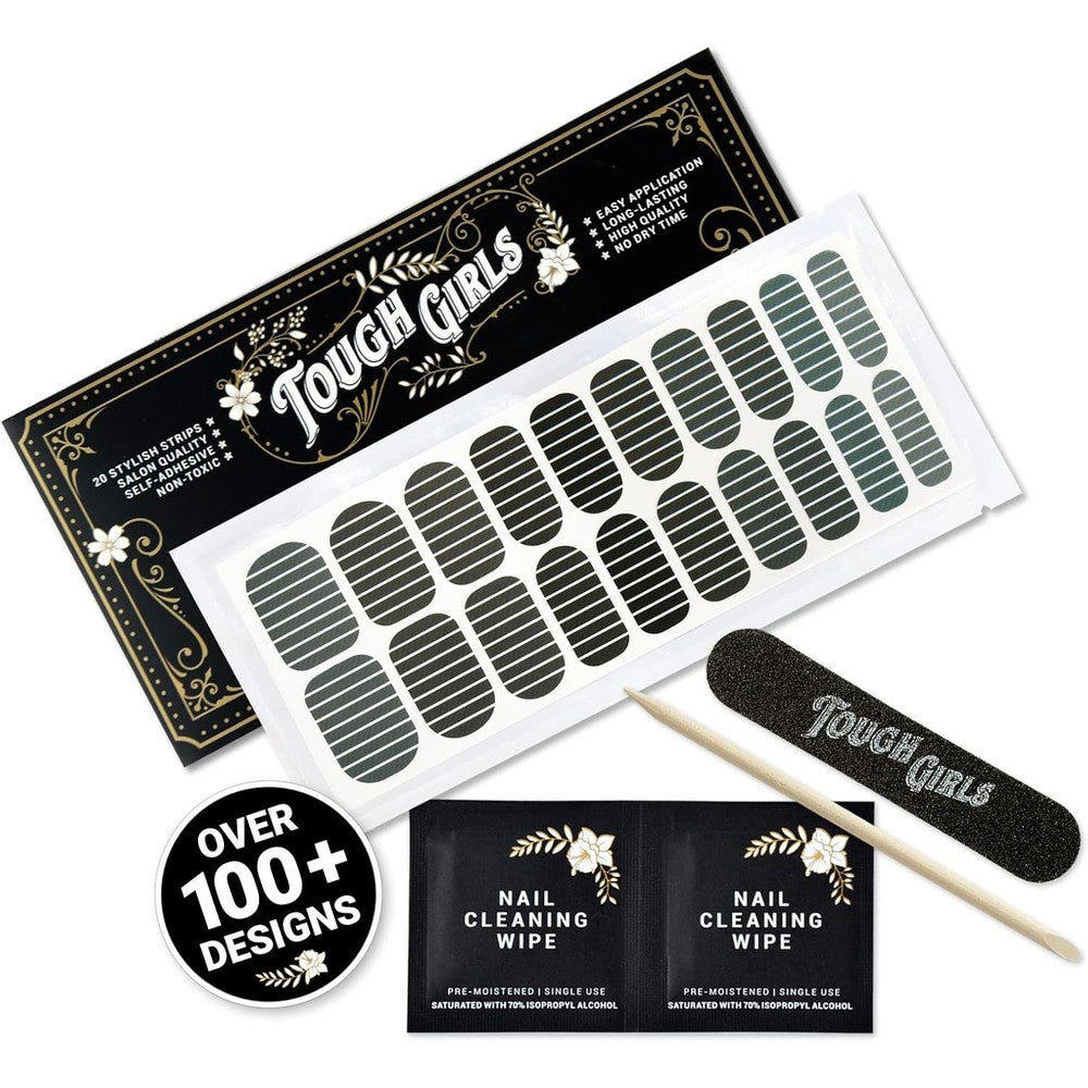 Tough Girls gel nail polish strips in Emerald Ombre design front packaging