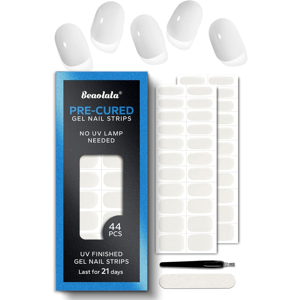 NAILOG Beaolata pre cured gel nail strips white front view packaging