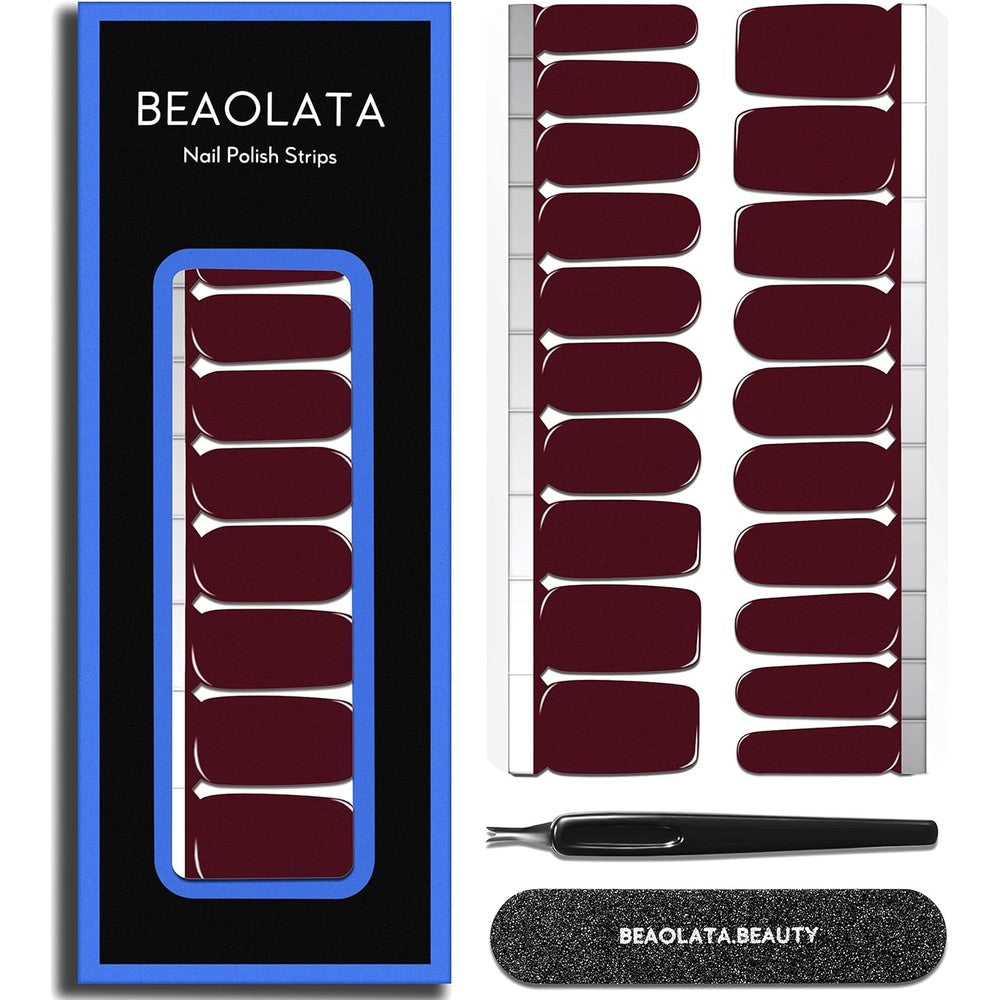 Kira semi cured gel nail polish strips packaging front view featuring vineyard dark red color variant