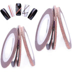 Generic Rose Gold Nail Striping Tape front view showing 8 rolls
