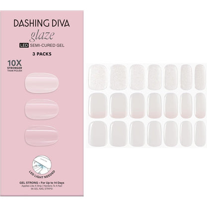 Dashing Diva Glaze Best of Blancs nail strip kit front view packaging for professional DIY manicures.
