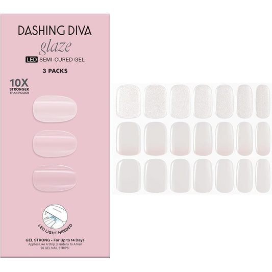 Dashing Diva Glaze Best of Blancs nail strip kit front view packaging for professional DIY manicures.