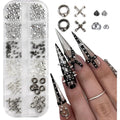 Tatiwoo 3D metal punk nail art charms front view of two organized boxes.