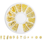 COOSLIM gold metallic nail art studs front view of wheel