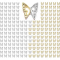 Qiipii 180 pieces 3D butterfly nail charms front view showcasing gold and silver finishes.