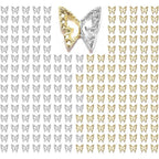 Qiipii 180 pieces 3D butterfly nail charms front view showcasing gold and silver finishes.