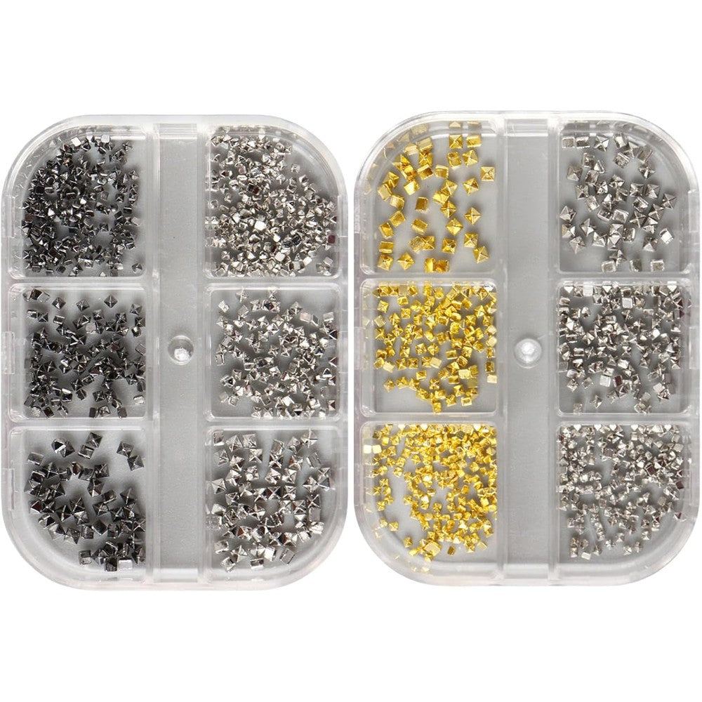 Elionless Metal Punk Nail Art Studs 2 Boxes set front view