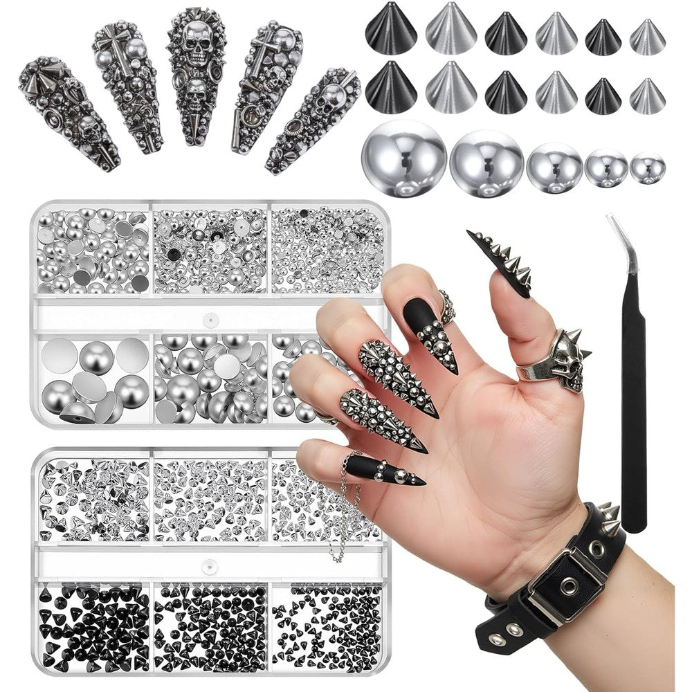 Valuebargain 3D spike nail charms front view metal studs