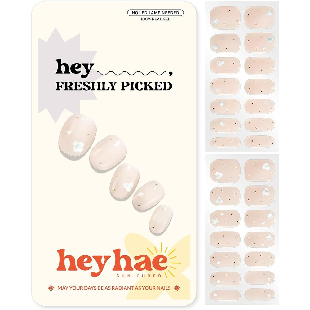 Heyhae semi cured gel nail strips Freshly Picked pink solid color pack